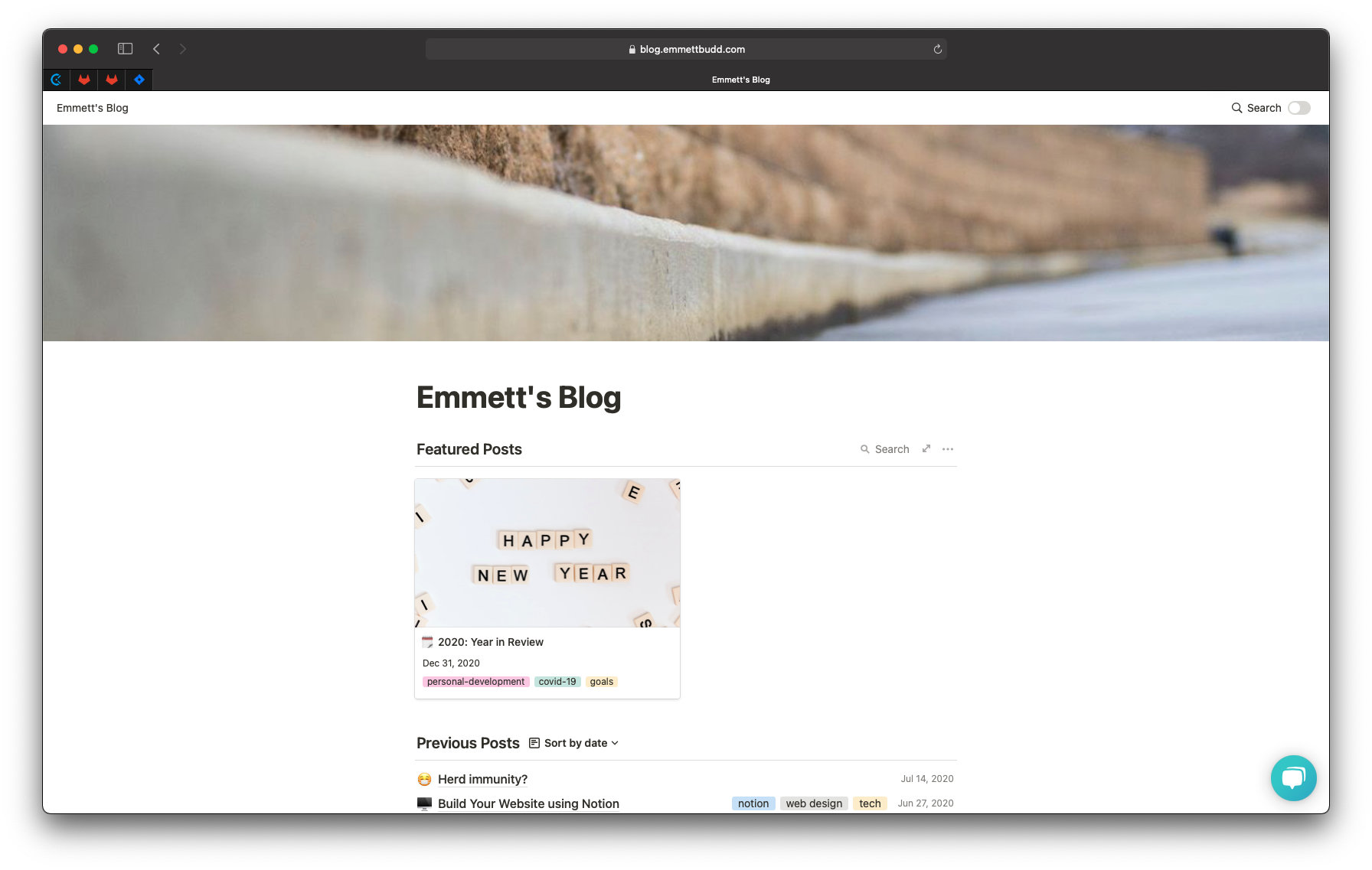 Screenshot of my blog